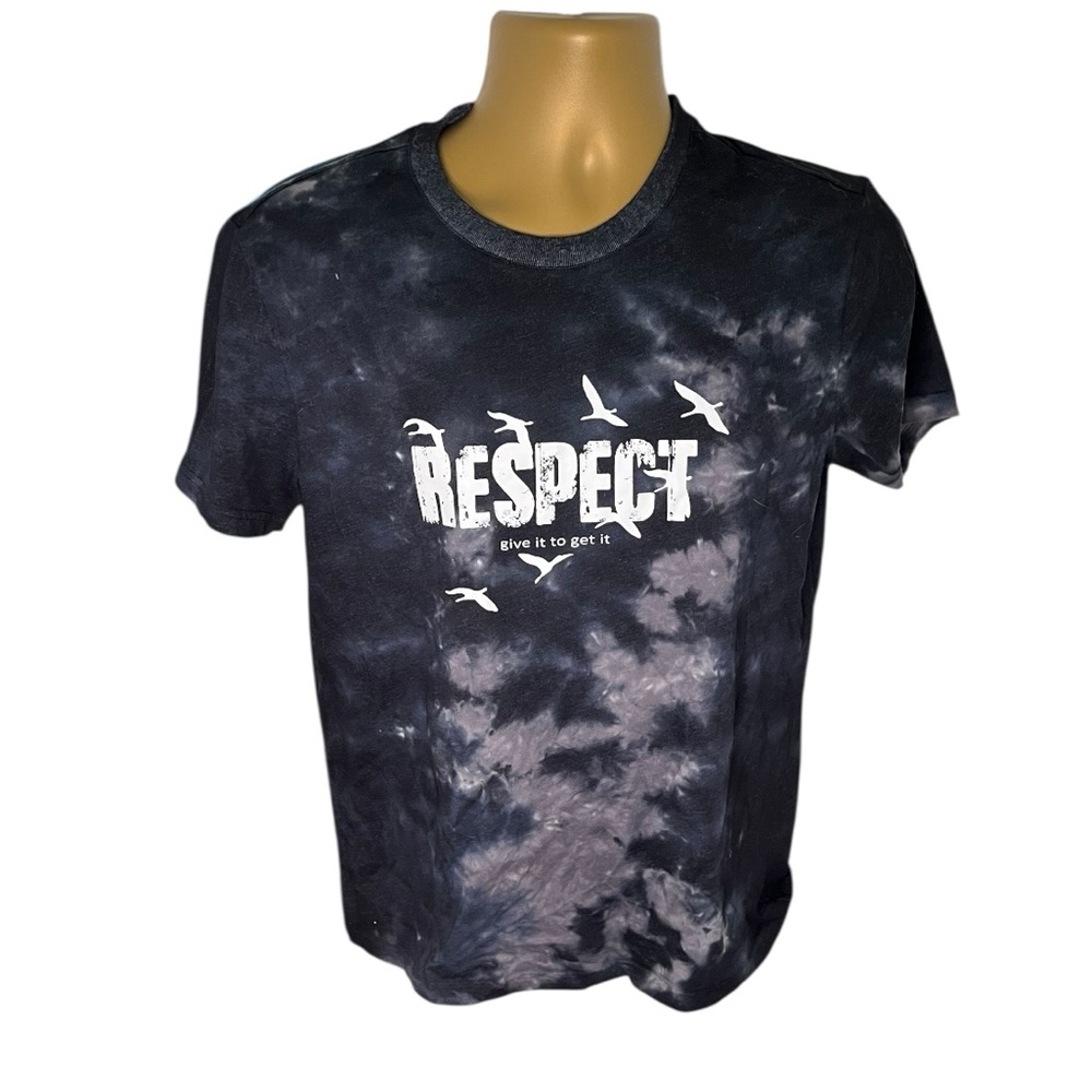 SHEIN Respect Give It To Get It Graphic Tee Black Tie Dye XS
